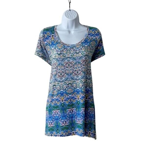 Christian Siriano Women's Plus 1X Geometric Scoop Neck Blouse Multicolor - Picture 4 of 7